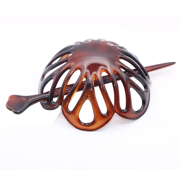 Parcelona French Radial Celluloid Chignon Hair Slide Pin Thru 35 Bun Cover Ponytail Holder Hair Updo Dome Round Hair Cli