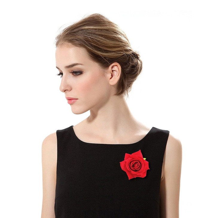 Rose Flower Hair Clip Comb Red Rose Flower Brooch Pins Up Flamenco Dancer Bride Wedding Fabric Flowers Hairpins Headwear