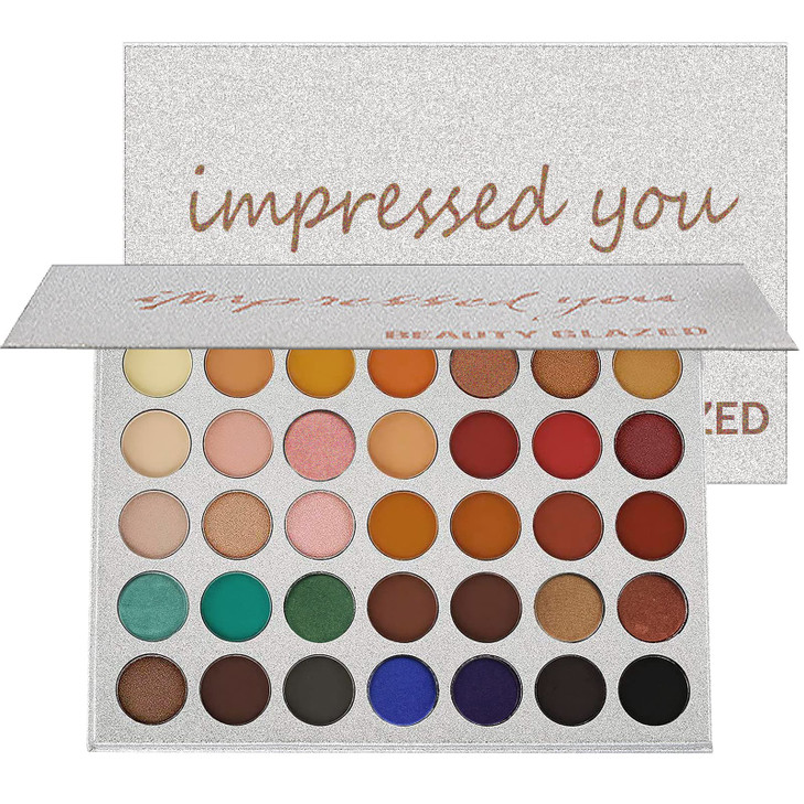 MYUANGO 35 Color Eyeshadow Palette - Matte Shimmer Metallic, Buttery Soft Blendable Vegan Makeup Kit, Warm Neutral Smoky Shades, Long Lasting Cruelty online at globaldelivered