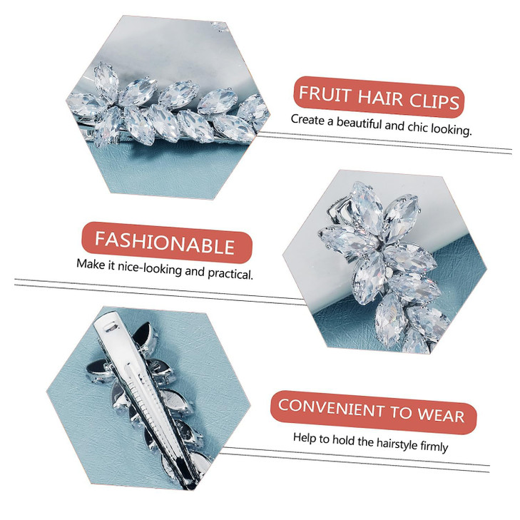 2Pcs Sparkly Crystal Hair Clips Rhinestones Duckbill Alligator Hair Pins Handmade Hair Barrettes Elegant Gold Metal Bobb