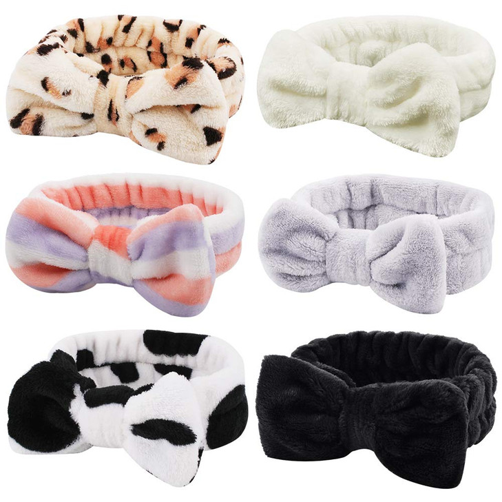 Ondder Spa Terry Cloth Headbands - 6 Pcs Fuzzy Skincare Head Bands for Face Washing, Makeup Removal, and Skin Care - Cute Bow Hair Bands for Women online at globaldelivered
