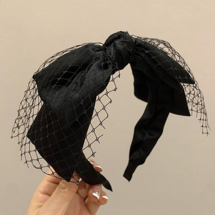 Wiwpar Black Knotted Headband for Women Fashion Elastic Turban Headband Hair Hoop Yoga Hair Band Big Bow Hair Accessorie