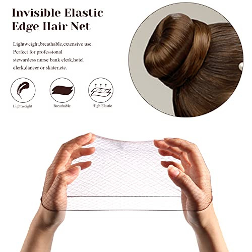KKTech Pack of 15pcs Hair Nets Invisible Elastic Edge Mesh 20 inches50cm Light Coffee