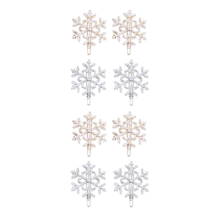 Beaupretty 8 Pieces Christmas Snowflake Hairpins Blue Rhinestone Snowflake Hair Clips Metal Bobby Pins Winter Barrettes