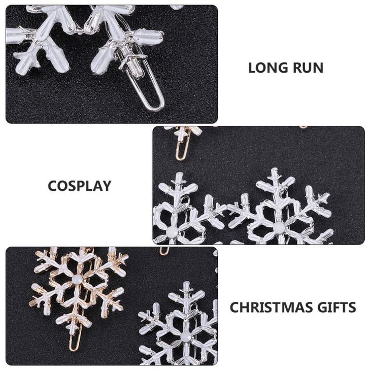 Beaupretty 8 Pieces Christmas Snowflake Hairpins Blue Rhinestone Snowflake Hair Clips Metal Bobby Pins Winter Barrettes