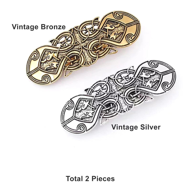 2pcs Viking Vintage Celtic Knot Hair Clip LargeMedium Metal Hollow Barrettes Hair Accessories Headwear Styling Gifts for