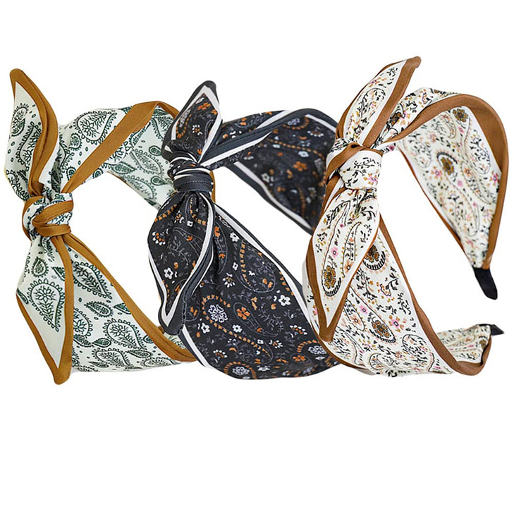 Qiabao Womens Vintage Patterned Bunny Ears Headbands Headwraps Hair Band H