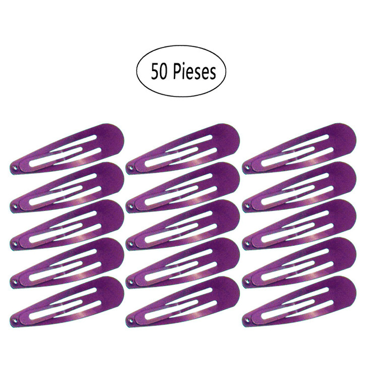 Motanar 50 Pack of Snap Hair Clips Hair Barrettes for Kids Girls and Women 50 mm Purple