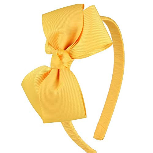 7Rainbows Cute Yellow Gold Bow Headband for Girls Toddlers