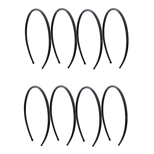 Motique Accessories Thin Plastic Headband Set of 8Black