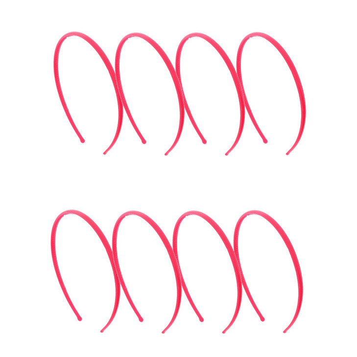 Motique Accessories Thin Plastic Headband Set of 8Hot Pink