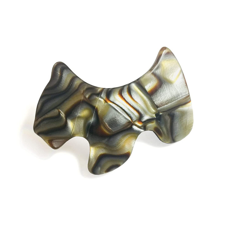 French Amie Scottish Dog Puppy Onyx Silver Grey Small 2 Celluloid Handmade Automatic Hair Clip Barrette for Women and Gi