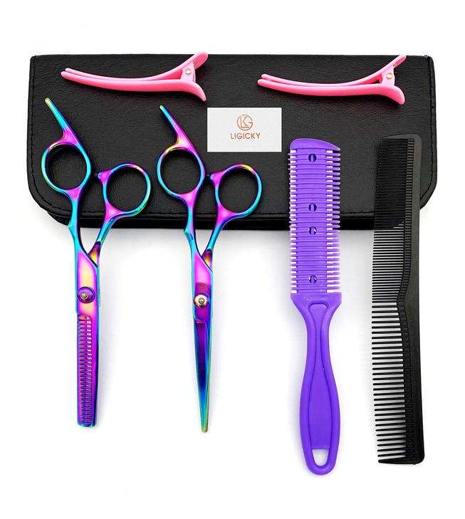 LIGICKY Hair Cutting Scissors Kit Professional Stainless Steel Hairdressing Scissors Set Hair thinning Shears Bang Hair