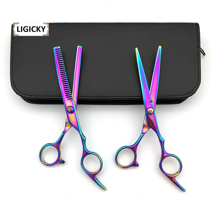 LIGICKY Hair Cutting Scissors Kit Professional Stainless Steel Hairdressing Scissors Set Hair thinning Shears Bang Hair