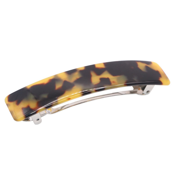 French Amie Oblong Handmade 35 Celluloid No Slip Hair Clip Barrette for Women Made in France Tokyo Shell