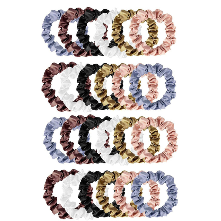 24 Pieces Silk Hair Scrunchies Silk Hair Tie Elastic Ponytail Holders for Women Girls Hair Accessories 005