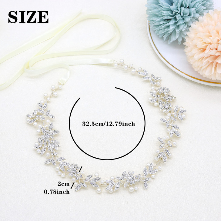 Ammei Headpiece Bridal Headbands Crystal Pearl Hair Vines Bohemian Style Wedding Headpieces For Bride Wedding Hair Acces