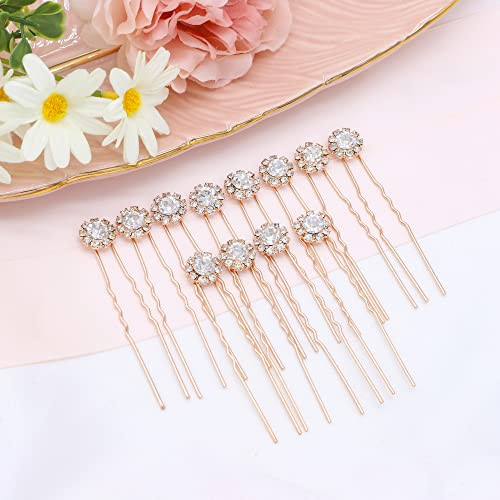 Ammei Headpiece Crystal Bridal Hair Pins Clips Wedding Hair Accessories Hair Set Jewelry With Rhinestone For Brides and