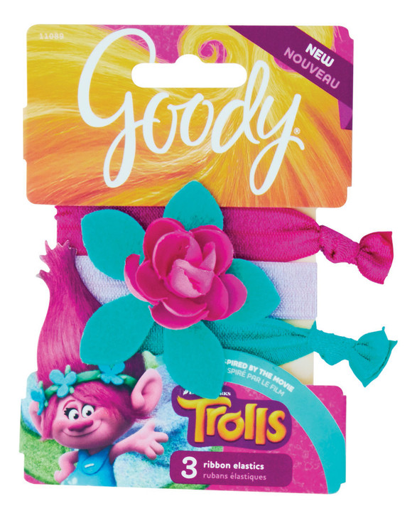 Goody Girls Trolls Hugtime Ribbon Hair Elastics Pack of 3