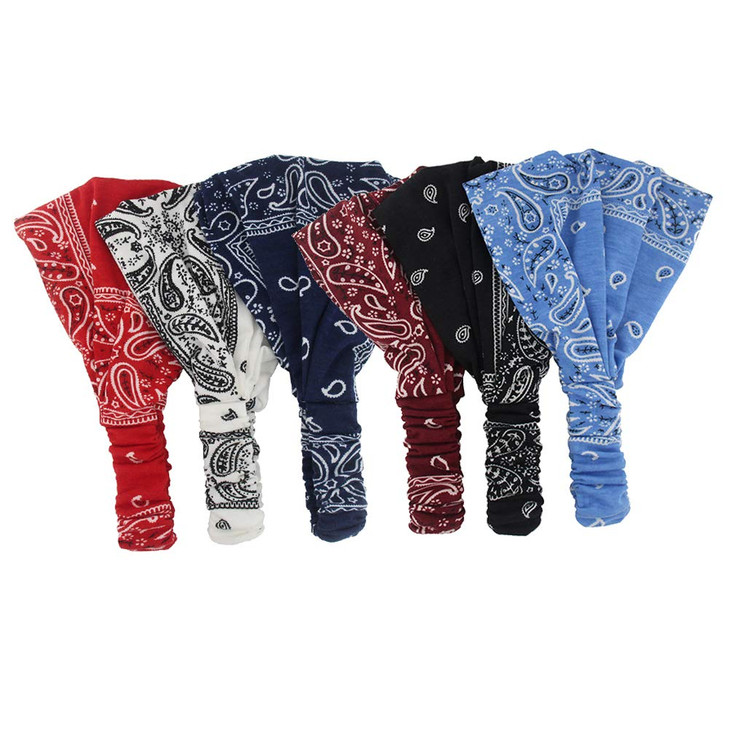 Carede Paisley Bandana Headband for Women with Elastic Yoga Headband Outdoor Hairband Adjustable Turban HeadwrapPack of