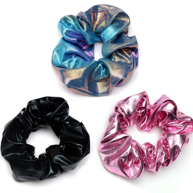 ACCGLORY Shiny Scrunchies Metallic Hair Bands Elastic Hair Ties Set Glitter Ponytail Holder Soft Scrunchy for WomenHair