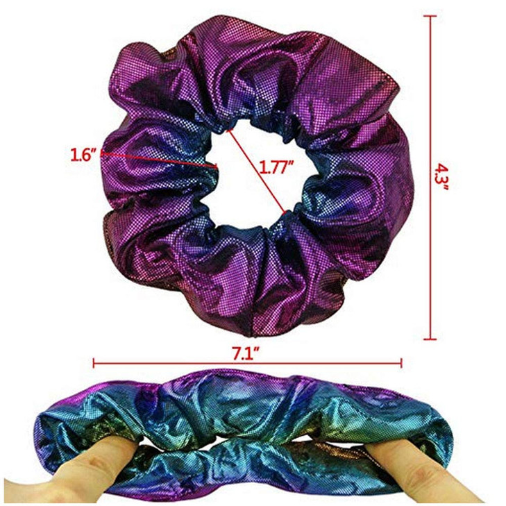 ACCGLORY Shiny Scrunchies Metallic Tone Hair Bands Elastic Hair Ties Set Glitter Ponytail Holder Soft Scrunchy for Women