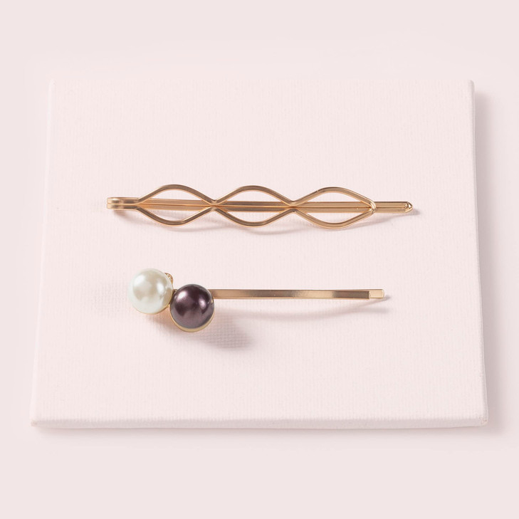 The Hair Edit Gold Pearl Spherical Bobby Pins