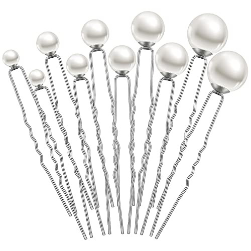 32 Pieces Wedding Pearl Hair Pins Bridal Pearl Rhinestone Hair Pins Hair Accessories U Shape Barrette for Bride Bridesma