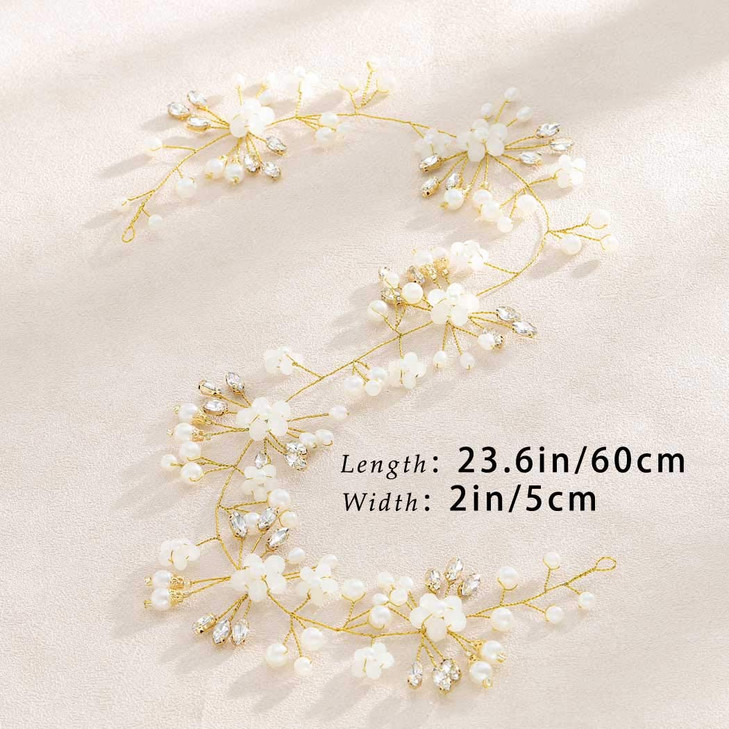 Unicra Wedding Crystal Flower Hair Vine Bridal Headpiece Headbands Wedding Hair Accessories for Brides Gold