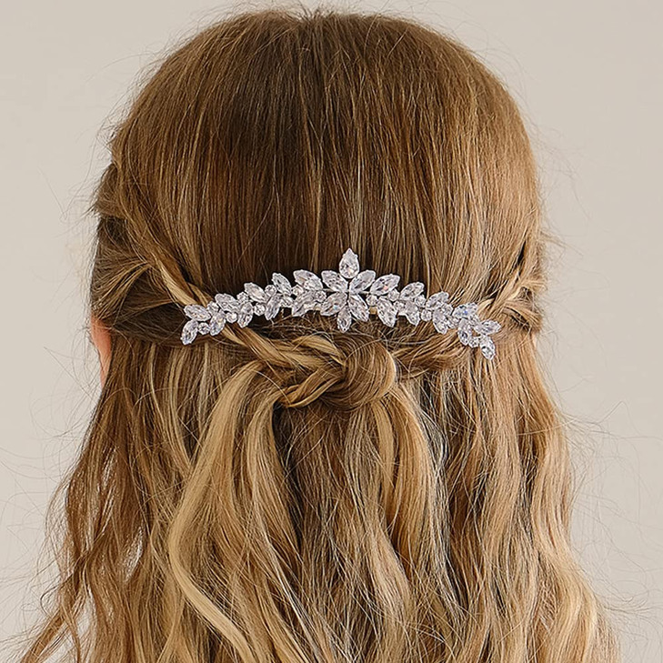 Missgrace Boho Simple Bride Wedding Prom Sparkling Zircon Side Hair Comb Crystal Rhinestones Flower Hair Comb Clips Brid