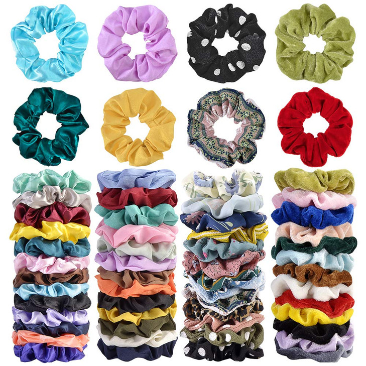52 Pcs Velvet Hair Scrunchies Hair Bands for Women or GirlsElastic Soft Ponytail Holder Hair Ties for Birthday Party Tha
