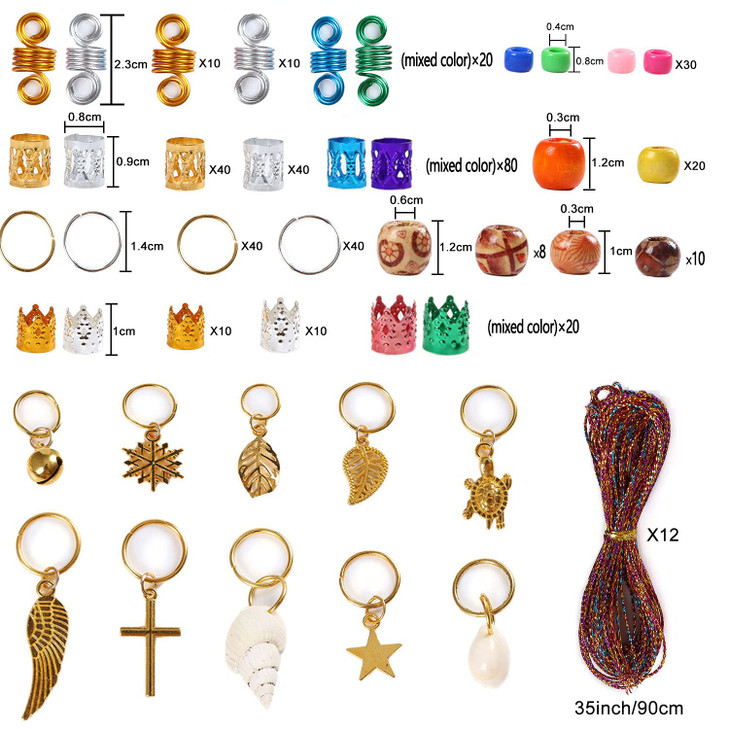 Leeven 417PCS Dreadlock Accessories Hair Braid Accessories with Braid Rings Hair Hoops Hair Clips Dreadlock Beads Colorf