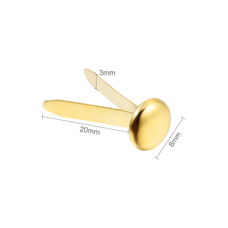 300 Pieces 34 Inch Paper Fasteners Small Round Metal Brads with Hole Punch for Scrapbooking Crafts Making DIY Gold