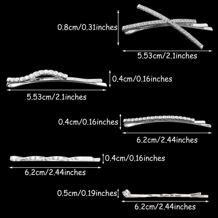 16 Pieces Silver Rhinestone Bobby Pins Set Delicate Decorative Fancy Crystal Hair Clips Shiny Fancy Metal Barrettes I S