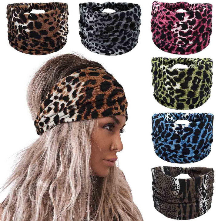 Olbye Headbands for Women Wide Boho Hairbands Knotted Turban Headband Tie Dye Non Slip Elastic Head Bands Floral African