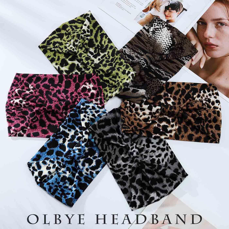 Olbye Headbands for Women Wide Boho Hairbands Knotted Turban Headband Tie Dye Non Slip Elastic Head Bands Floral African