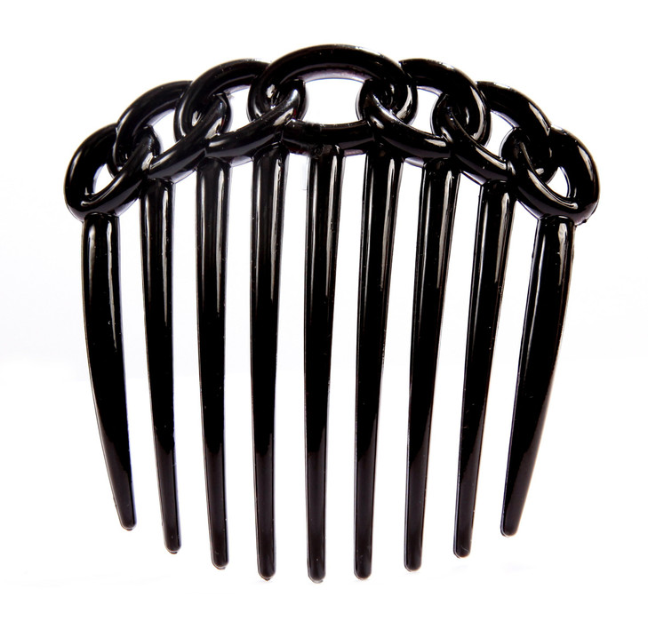 Caravan 9 Teeth Chain Like Design Black French Twist Comb 05 Ounce