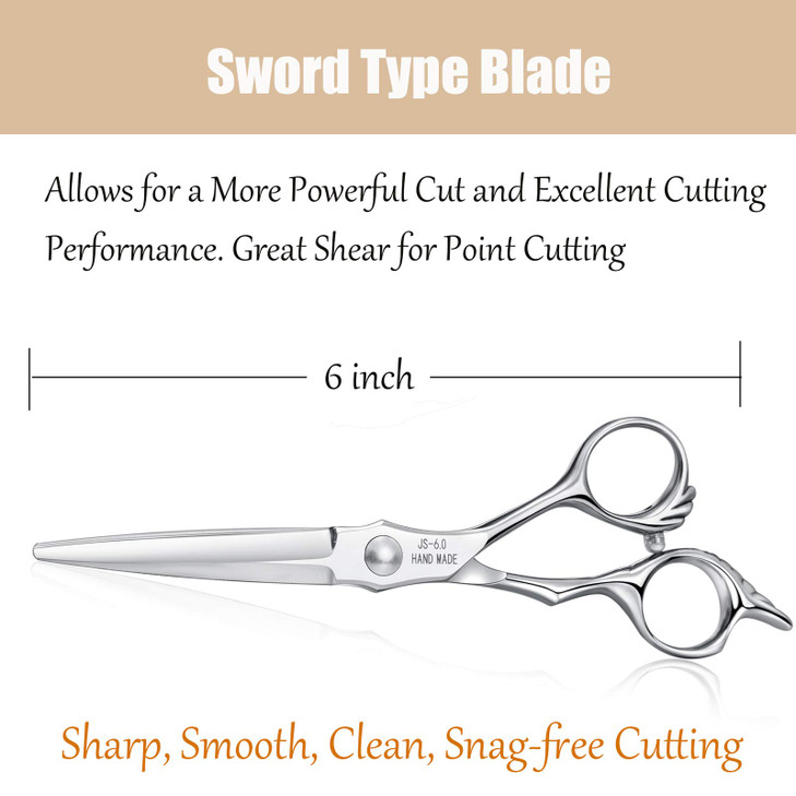 JASON 6 Hair Cutting Scissors with Ultimate Sharp Sword Blade Professional Haircut Scissor Hair Trimming Shear for Barbe