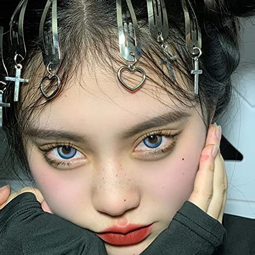 Snap Hair Clips for Women Girls Hair Barrettes Clips for Thick Thin Hair Metal Heart Star Silver Gothic Halloween Barret