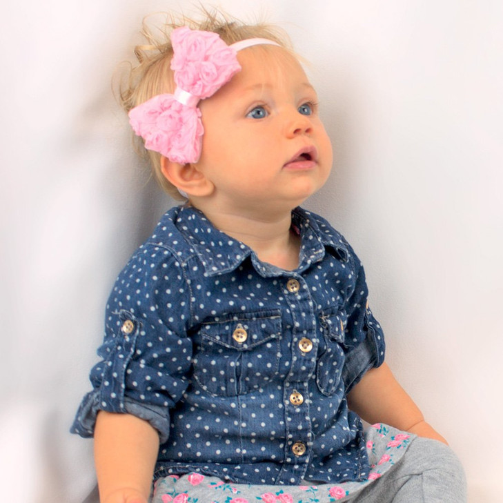 My Lello 2 Pack Infant Baby Mixed Colors Fabric Rose Bow Headbands RedNavy