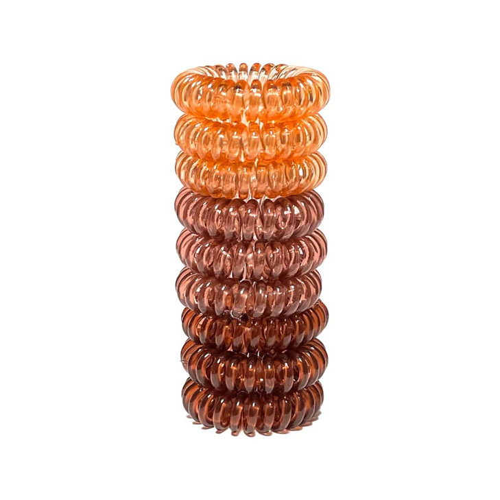 Spiral Hair Ties Ponytail Coil Ties No Crease 9 pcs Brunette