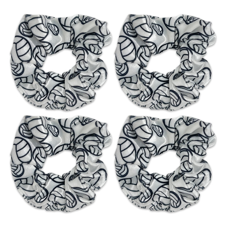 Volleyball Scrunchies Velvet Hair Ties Headband Accessory Set of 4 White