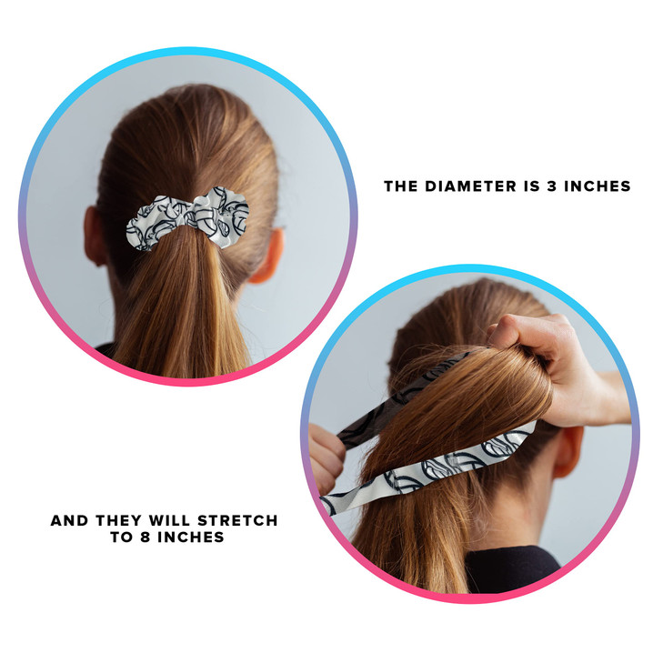 Volleyball Scrunchies Velvet Hair Ties Headband Accessory Set of 4 White