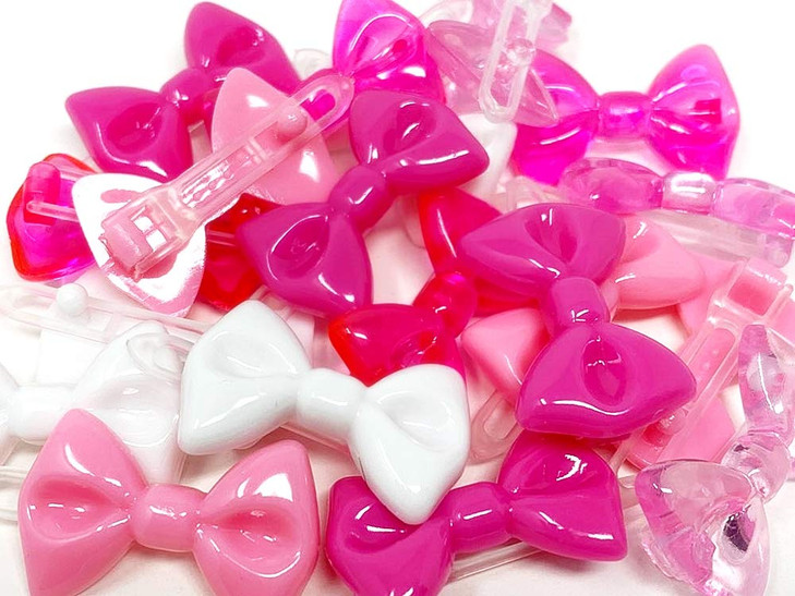 Tara Girls Self Hinge Plastic Mini Bow Hair Barrettes Pink White 20 Pcs by Tara