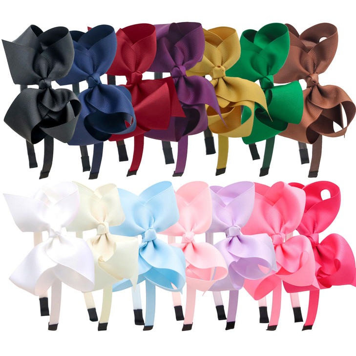 XIMA 14pcs Bows Headbands for Girls45inch Baby Girls Ribbon Hair Bows Headband with Teeth for 412years Kids Children Tee