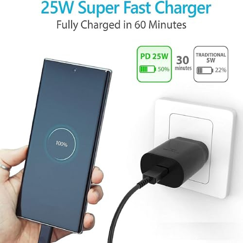 S25 S24 S23 S22 Type C Charger Fast Charging USB C Charger 25W Samsung Charger Super Fast Charging for Samsung Galaxy S25/S25+/S24/S23/S22/S21/S20/Ul