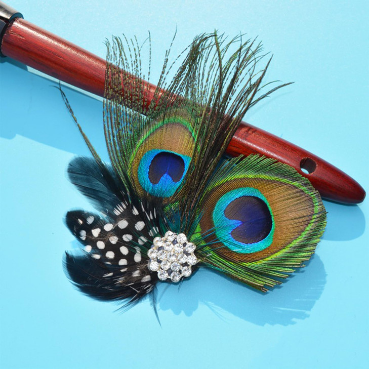 Peacock Feather Hair Clip Vintage Feather Fascinator Crystals Hairpin for Women Girls Beautiful Peacock Hair Accessories