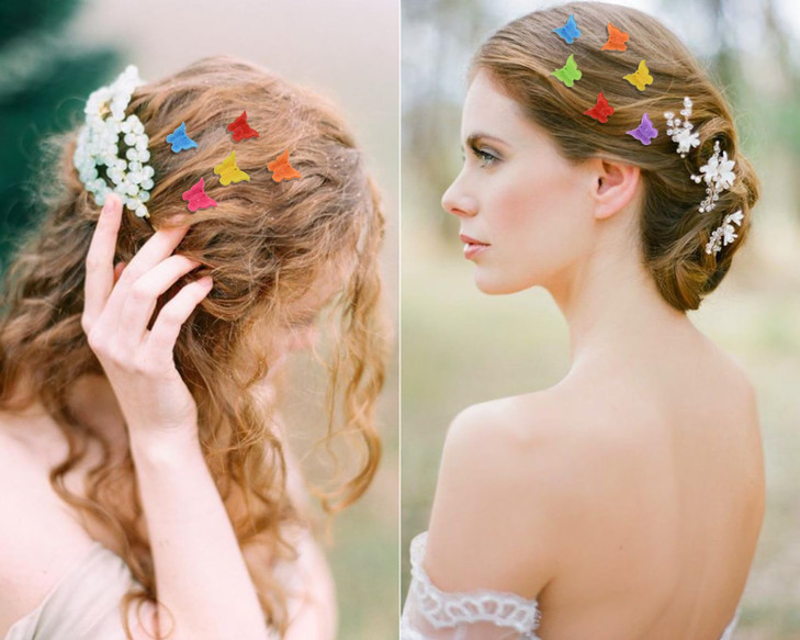 DS DISTINCTIVE STYLE Small Butterfly Hair Clips for Girls 50 Pieces Mini Butterfly Clips 12 Assorted Gradient Colors 90s