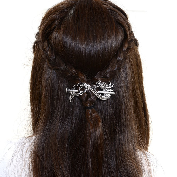 Norse Celtic Wedding Hair AccessoriesViking Antique Silver Dragon Hair Sticks Hairpin Viking Hair Slide Hairpins Men Cli