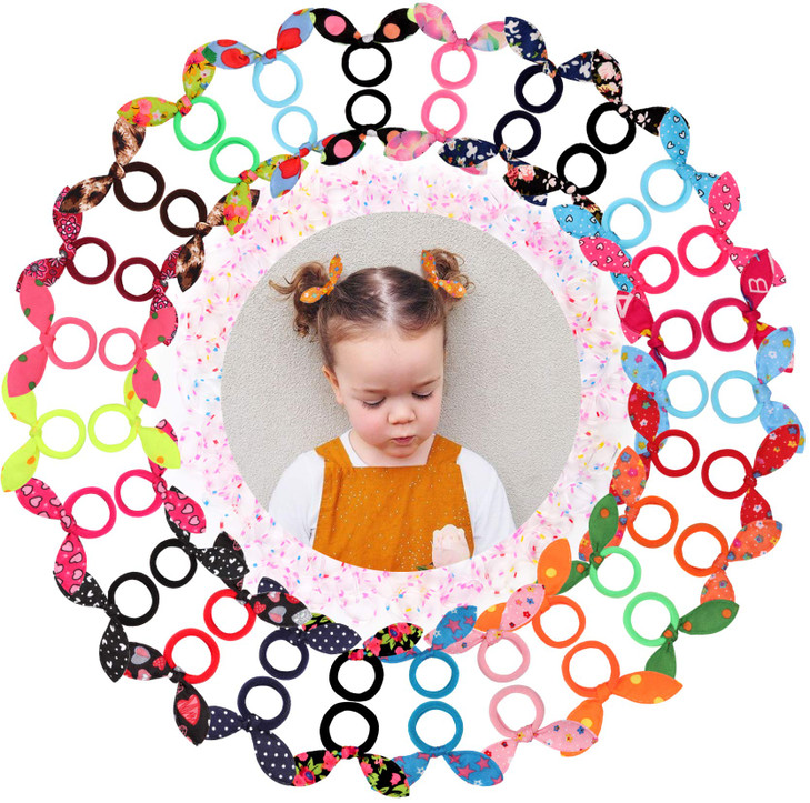 YASUNMI 50pcs Children Hair Ties200pcs Rubber Bands Cute Toddler Rabbit Ear Hair Ties Seamless No Crease Elastic Cotton